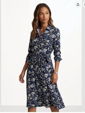 Ralph Lauren Navy Floral Long Sleeve Dress
